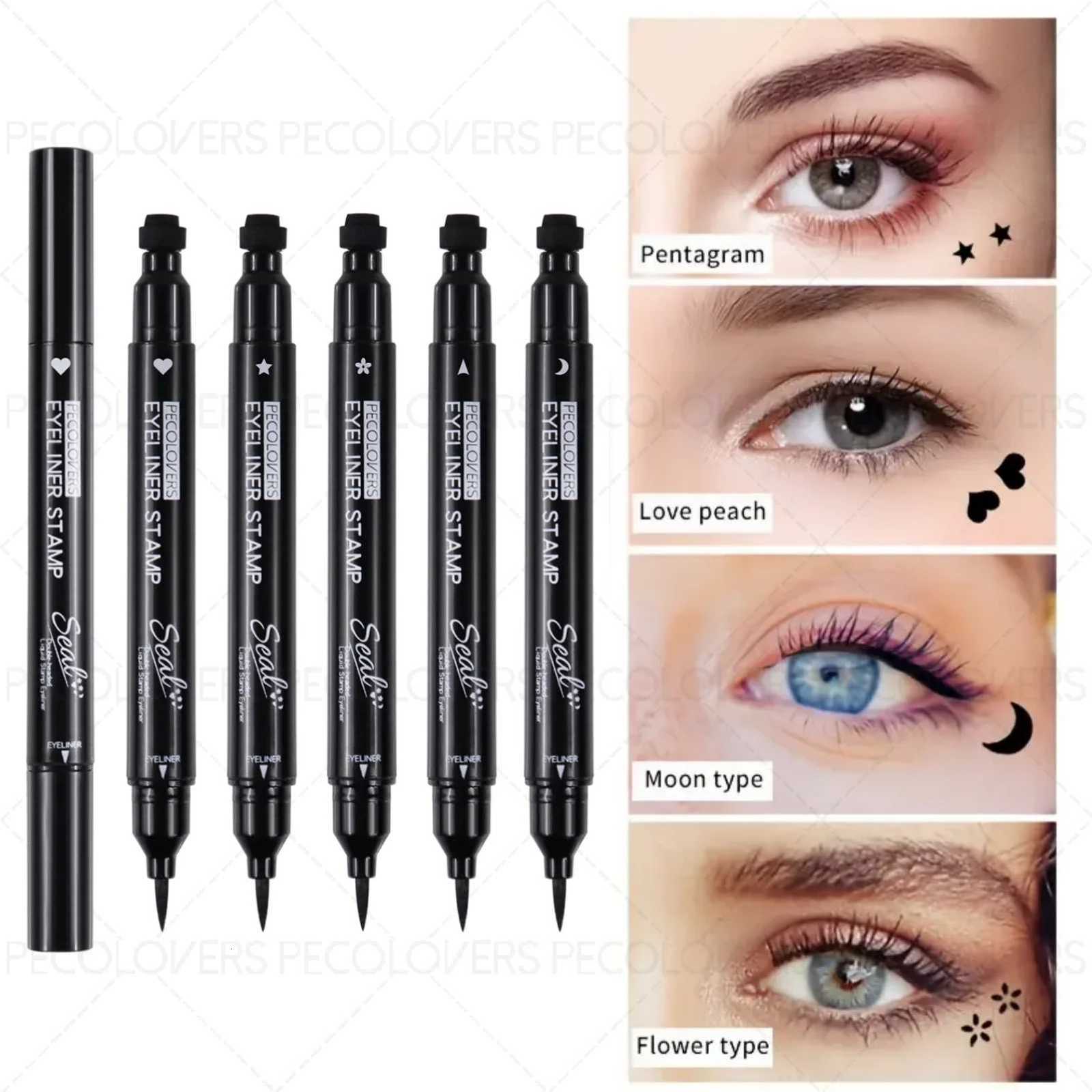 1PC Liquid Eyeliner Stamp - Waterproof Slim Gel Felt Tip with Heart Star Triangle Flower Shapes for Creative Eye MakeupT251126-image-1086123135
