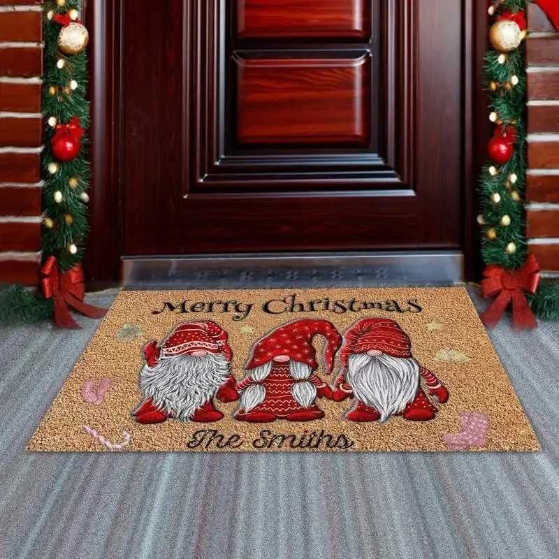Tapis de noël décoration du nouvel an | Tapis de sol d'entrée antidérapant, décoration de sol, tapis à motif de dessin animé, tapis de maison M25