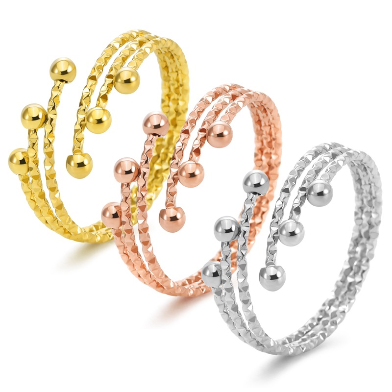 New elastic opening Three-layer stainless steel transfer bead ring High quality gold designer diamond ring rings designer for women engagement me