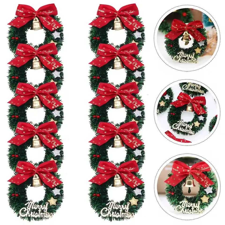 10pcs/pack Christmas Wreath Tree Wreaths Hanging Decorations Miniature Garland Simulated Furniture Ornament Toy C251126-image-1086197296