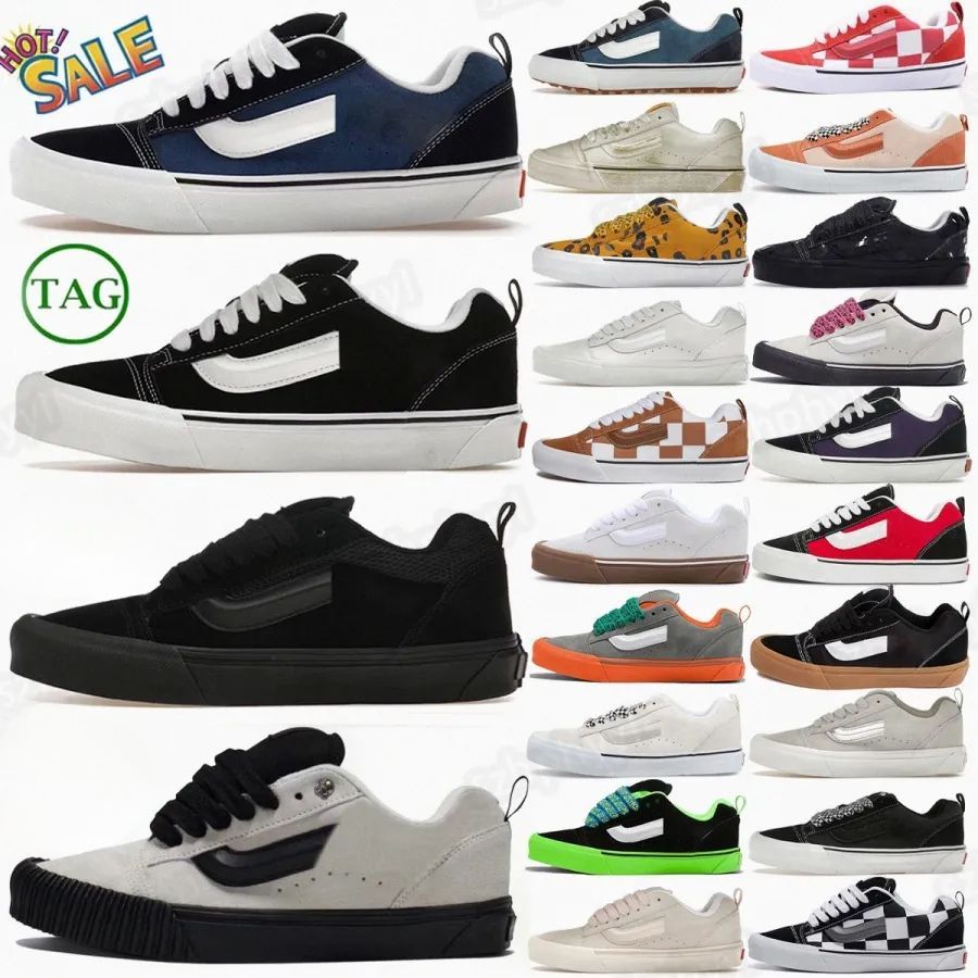2026 Knu Skool Chaussures de créateurs Baskets Triple Black Sneaker Blanc Marine Vert Rétro Couleur Marron Miel Jaune Mega Check Rouge Guimauve