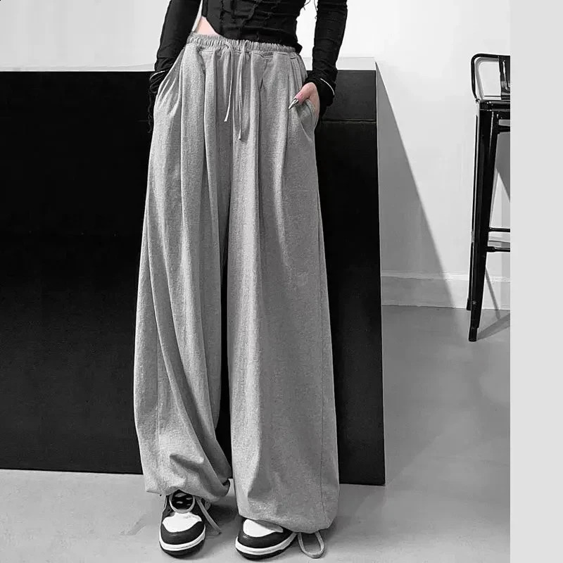 Loose oversized gray pants for womens summer fashion Korean Y2K Harajuku high waisted black casual wide leg Trousers 250420