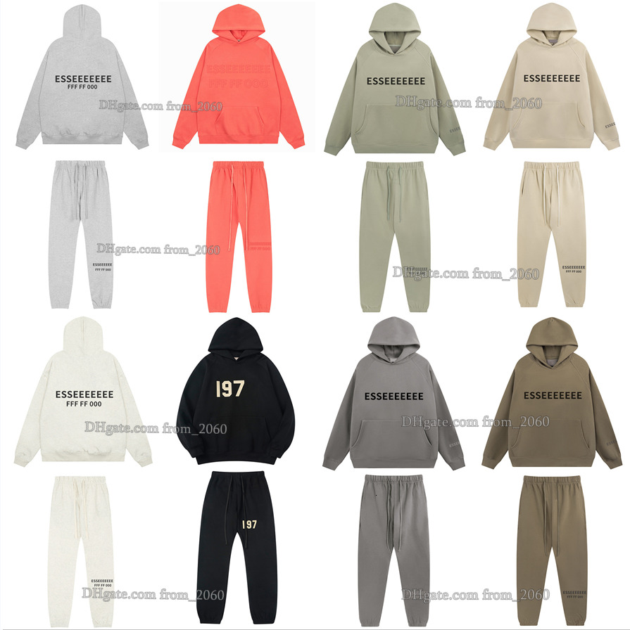 Mens Fleece Hoodie Jogging Pants Set Warm Soft Lined Pullover Letter Sweatshirt Unisex Streetwear High Quality Sportswear Casual Tracksuit Women-image-918575883