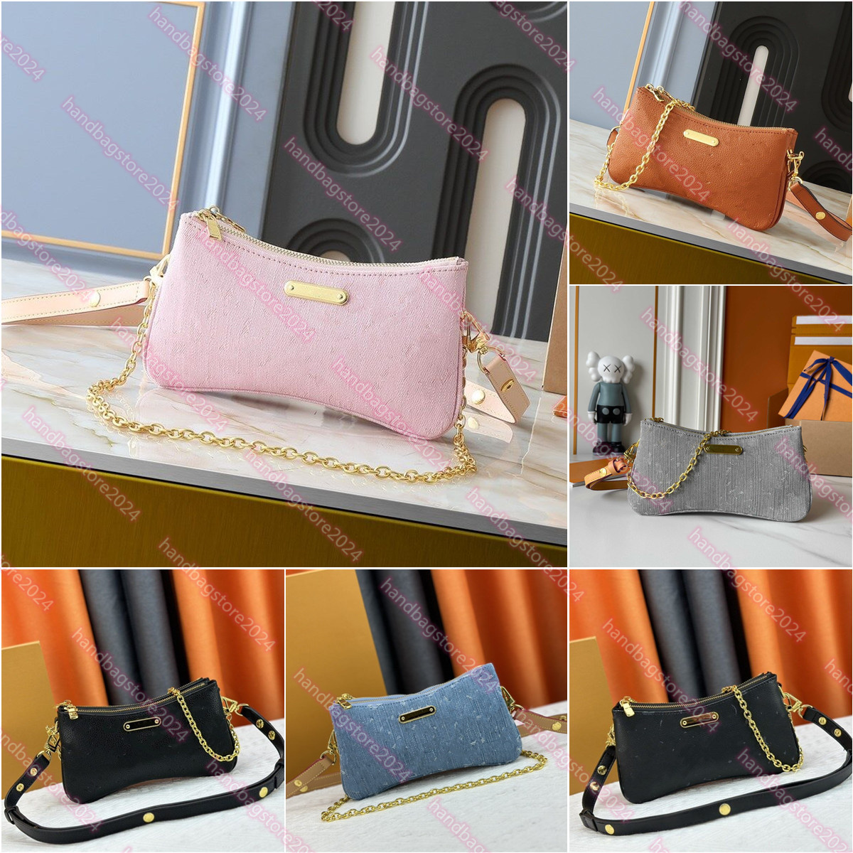 Sac de créateur Jean Sac à bandoulière Pochette Handbag Double Zipper Saillet sous la série Pochette MONOGRAMMES MONOGRAS