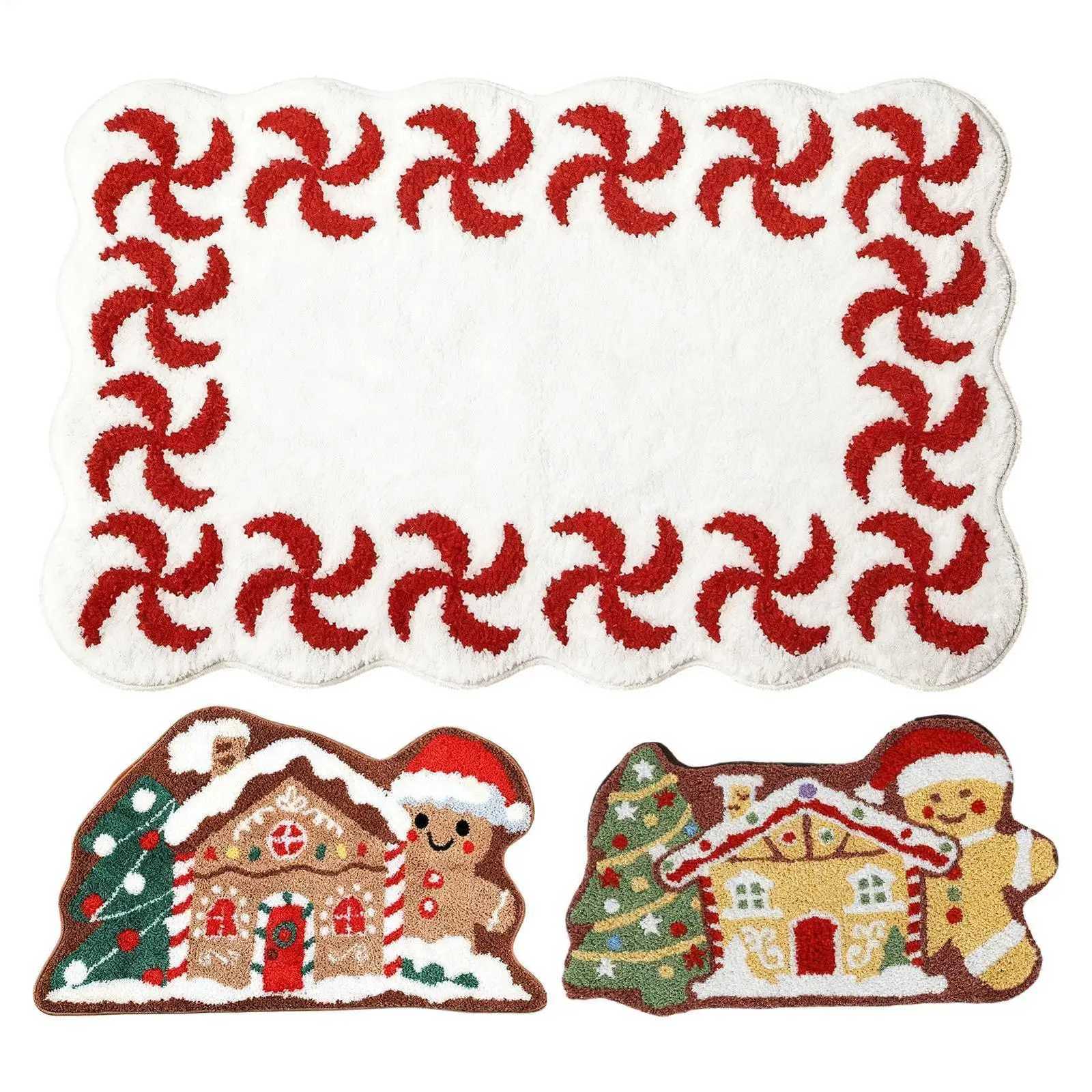 Gingerbread Doormat Christmas Welcome Mat 60x40cm Non Slip Absorbent Soft Entrance Mat for Porch Kitchen Bathroom Living RoomM251126-image-1086172179
