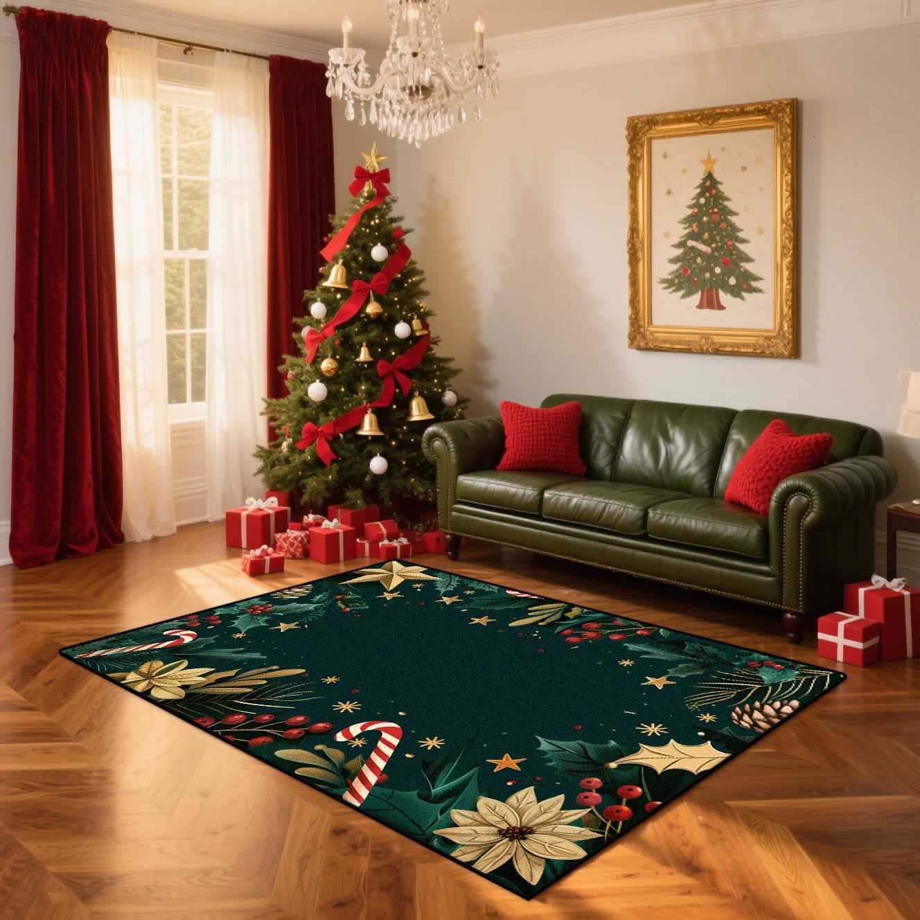 American Christmas Carpet for Living Room Bedroom Bedside Children Play Decoration Rug Luxury Lounge Fluffy Plush Washable MatM251126-image-1086171621