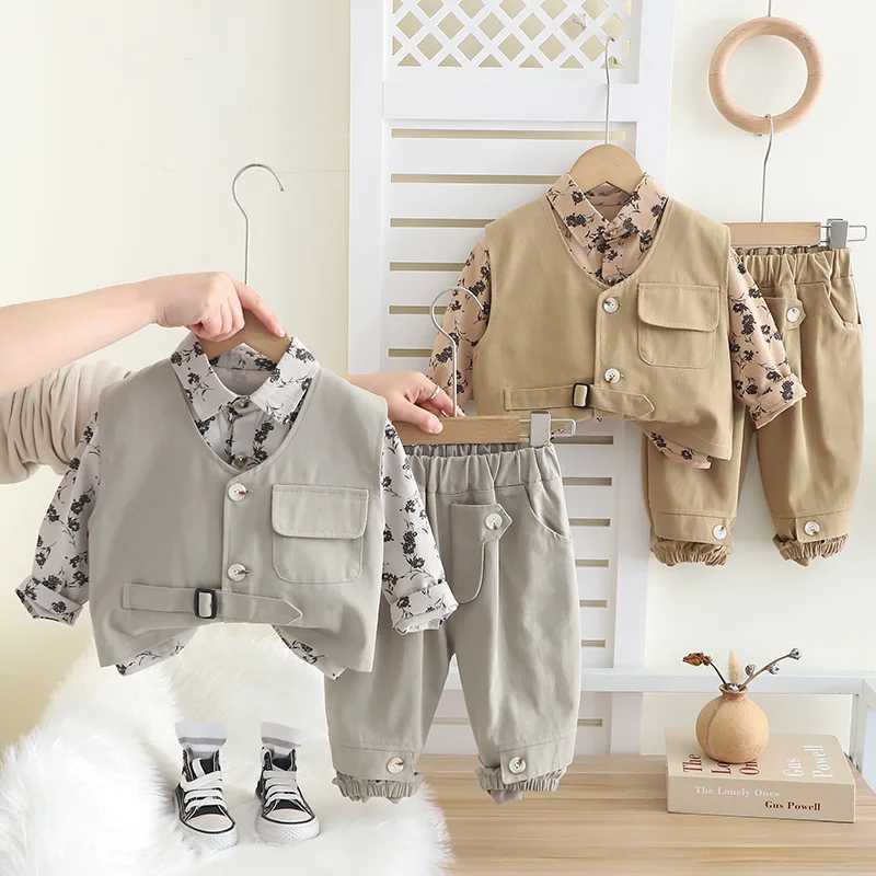 Boys Clothing Sets Spring Autumn 2025 Children Vest Shirts Pants 3pcs Fashion Suit For Baby Tracksuits Kids Party Outfits 4 5Y H251208-image-1087662298