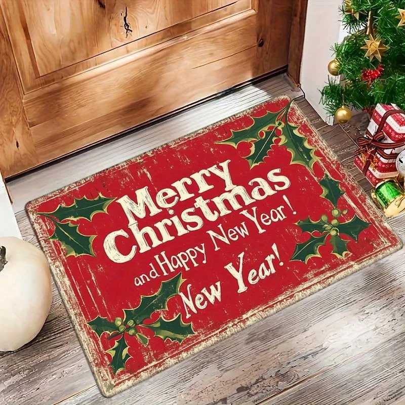 VIKAMA Christmas New Year Festive Doormat Non Slip Wear Resistant Water Absorbent Entrance Mat Home DecorM251126-image-1086171842