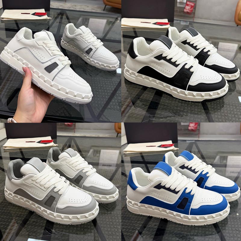 Designer Men Freedots Low Top Sneaker Rubber Nails Breathable Leather Upper Wear Resistant Rubber Sole Outdoor Fashion Hip hop Rock Mens Casual Shoe