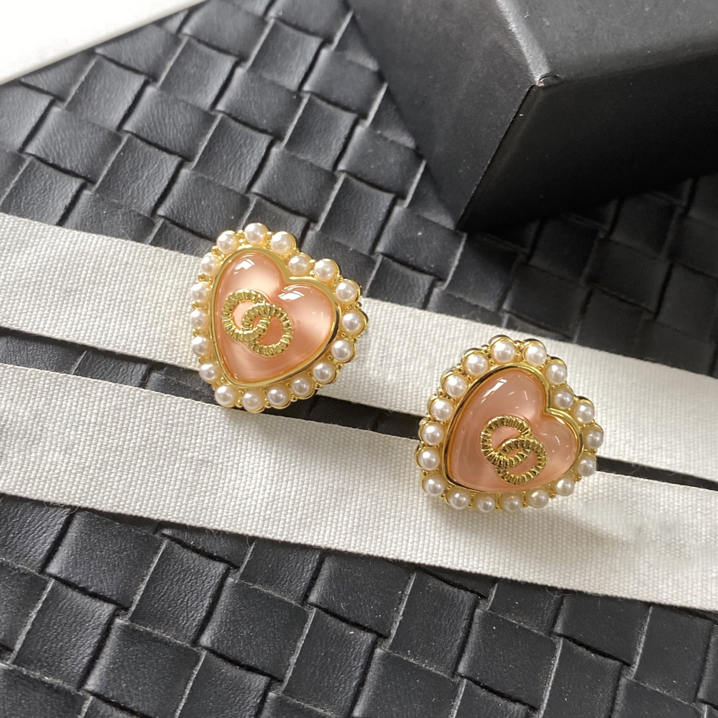 Never FaDing Heart Designer Ear Stad Boes d'oreilles Crystal Pearl Real Gold Brass Copper Stamp Lettre de boucle d'oreille Fashion Fashion Femme