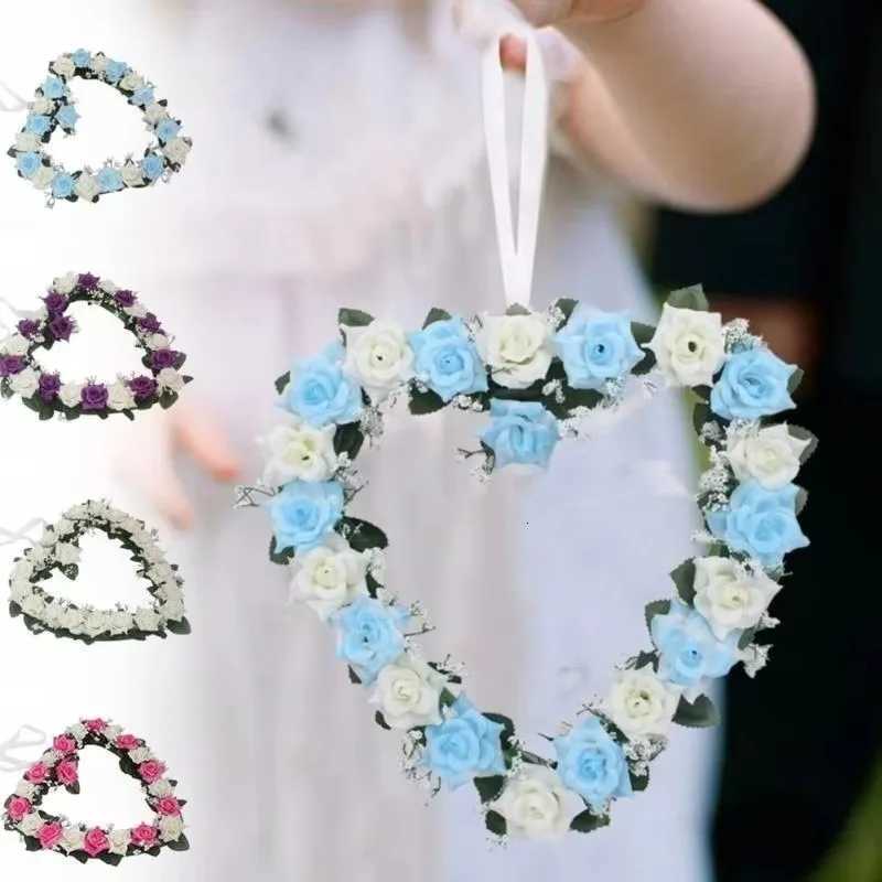 Heart-Shaped Rose Door Wall Hanging Wreaths Wedding Festival Decoration Road Lead Rose Flower Wreath Festival Supplies C251126-image-1086198133