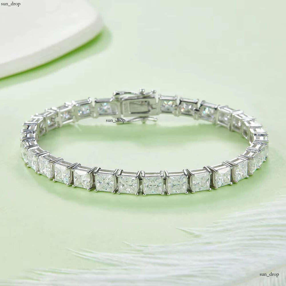 VVS Moissanite Multicolor Fashion Party Gift Jewelry Charm Tennis Chain 925 Sterling Silver Platinum Plated Silicone Clover Bracelet