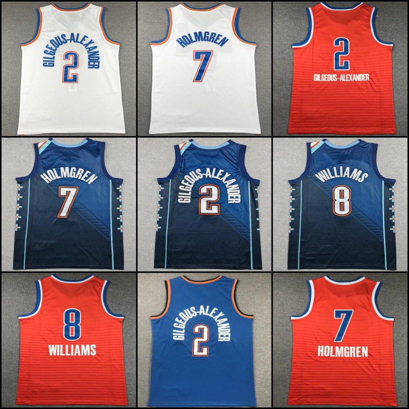 2 Shai Gilgeous-Alexander Maillot de basket-ball pour homme 8 Jalen Williams 7 Chet Holmgren 5 Luguentz Dort 11 Joe Hartenstein