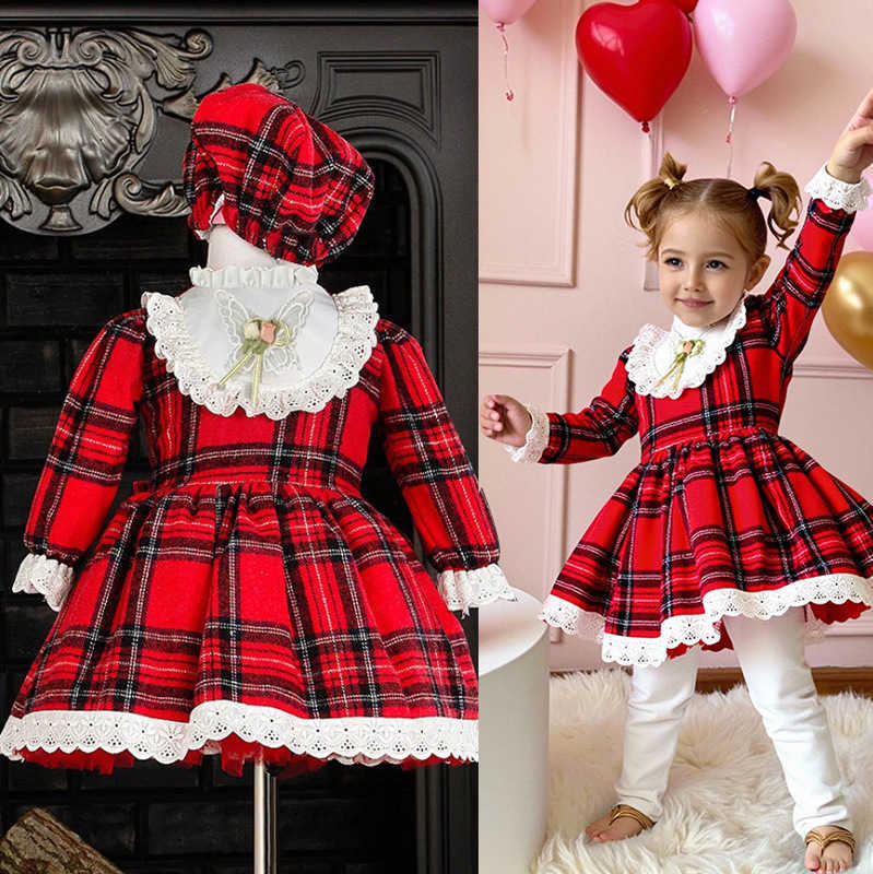 Jolie tenue pour bébé fille pour l'automne et l'hiver en Europe et en Amérique ;Ensemble de Noël avec robe et chapeau pour petites filles L251126