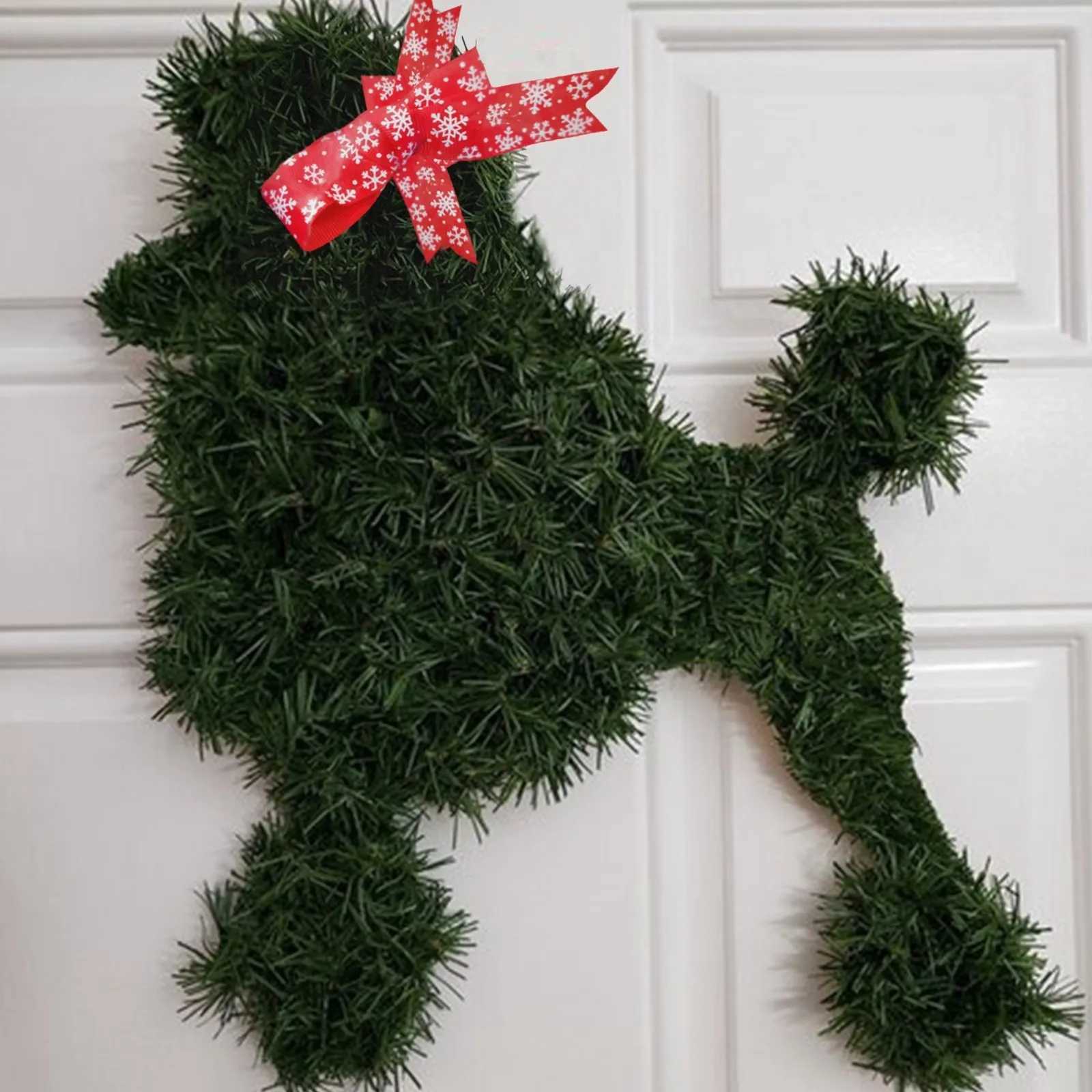 Sausage Dog Wreath Christmas Garland Artificial Branches Green Leaves Garland For Front Door Hanging Wreath Home Garden Decor C2511265-image-1086248894