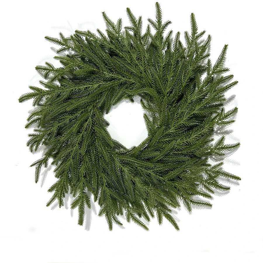 Christmas Realistic Norfolk Pine Wreath Artificial Pine Greenery Garland Christmas Holiday Seasonal Interior Home Decor Valve C251126-image-1086196468