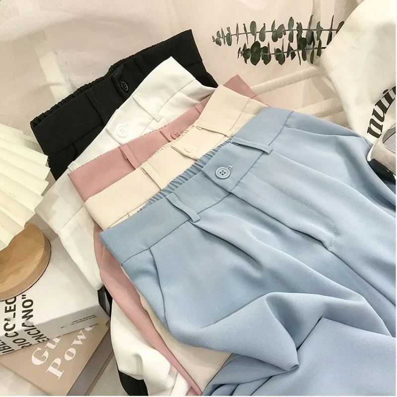 Loose high waisted womens summer ultra-thin straight casual nine tube small trousers 250420