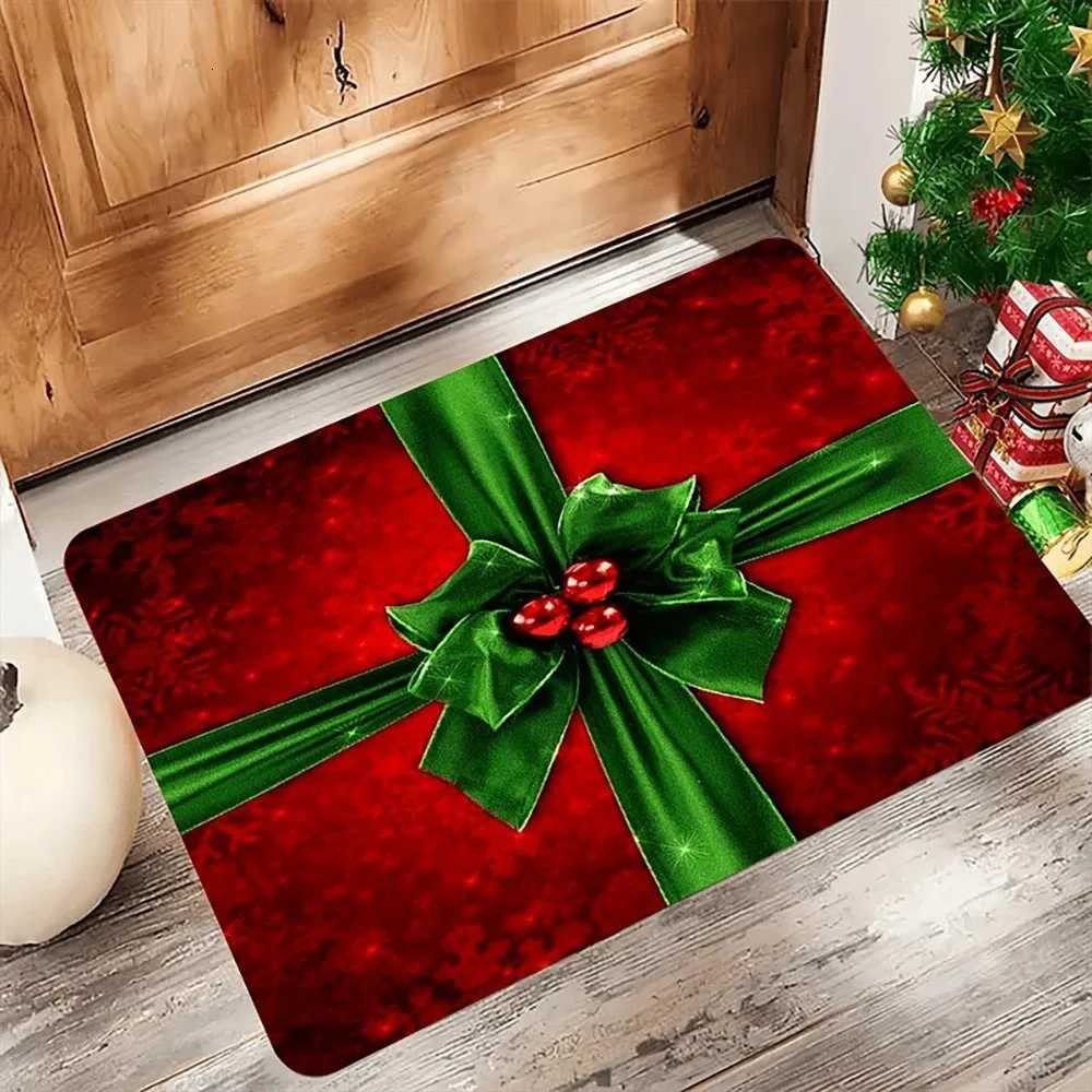 1pc Christmas Red Door Mat with Bow Holiday Indoor and Outdoor Rear Front Door Welcome Mat Winter Door MatM251126-image-1086170854