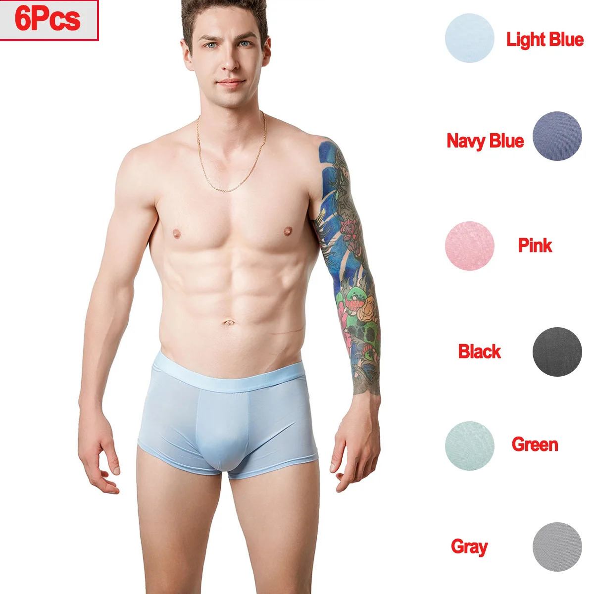 6 piecespack Summer Cool Ice Silk Boxing Shorts Mens Underwear with Size Breathable 250420Y