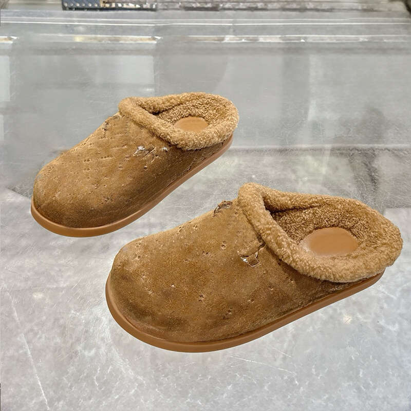 Designer fourrure diapositives mode femmes Horsebit Mule luxe daim laine hommes Baotou pantoufles laine pantoufles taille 32-42