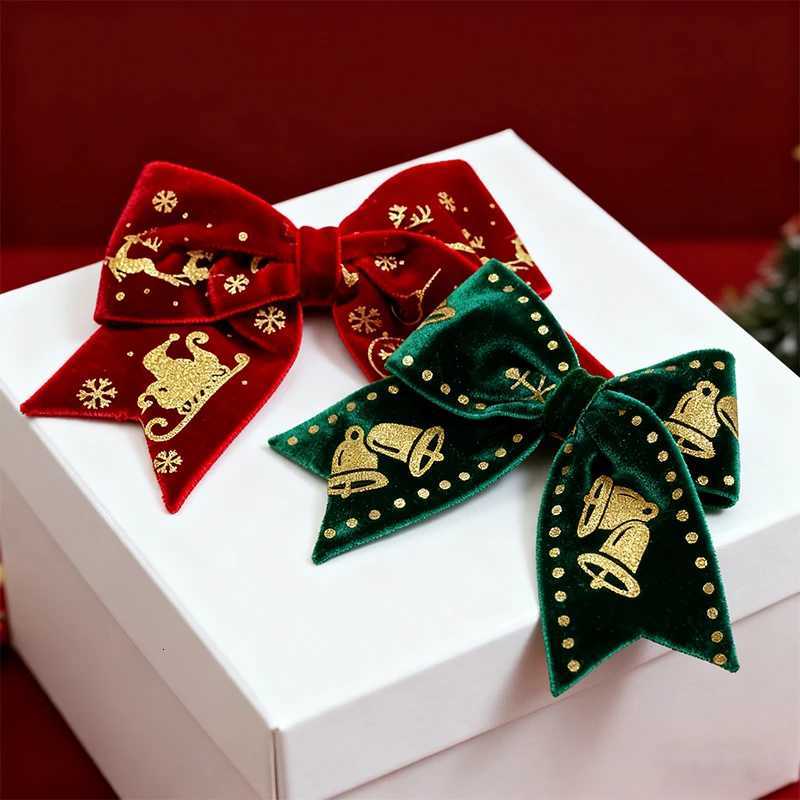 4 PCS Hand-made Velvet Hair Bow Alligator Clips Hair Accessories for Little Teen Toddler Girls Kids Christmas Set of 4 -Dark RedM251127-image-1086322871