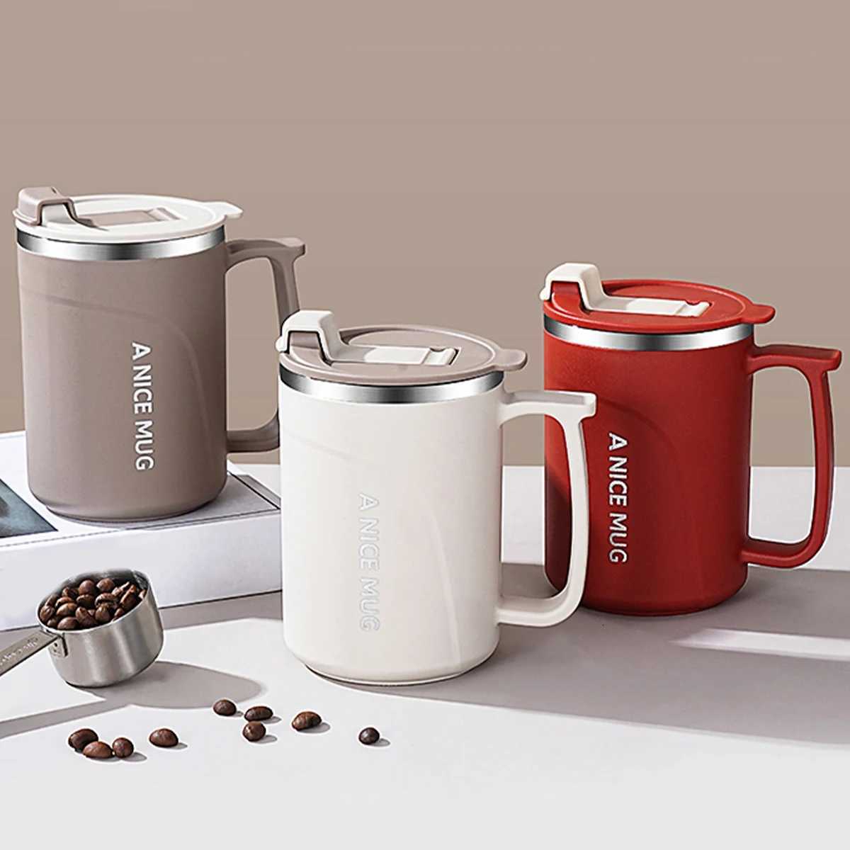 WORTHBUY 450ML 304 Stainless Steel Insulated Coffee Mug Portable Double-layer Thermos Cup Leak-proof Drinking Cup For Student C251127-image-1086352472