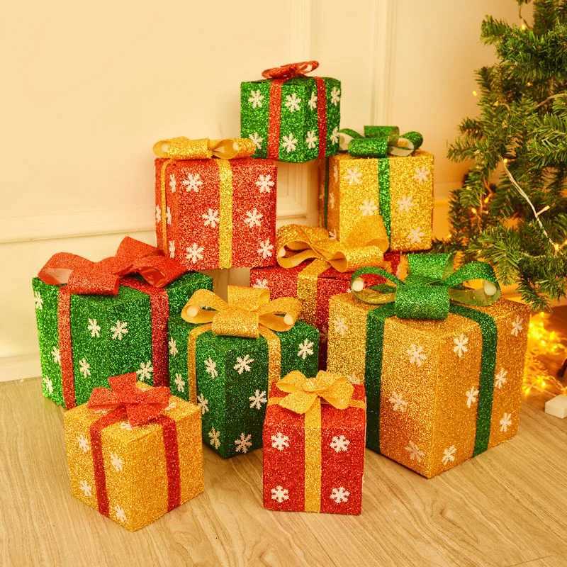 3/1Pcs Christmas Gift Box Bags With Bow 15/20/25cm PVC Gift Box for Packing bag for Lights New Year Christmas Party Decorations C251127-image-1086355985