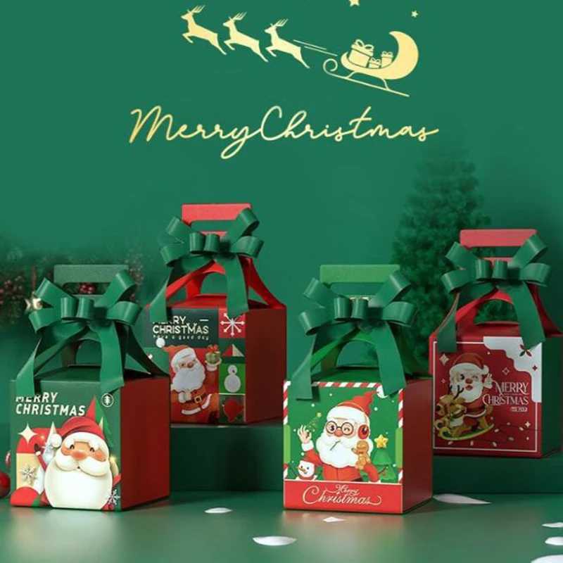 10Pcs Christmas Eve Apple Gift Box Portable Favor Santa Claus Candy Box Packaging Bag With Ribbon Merry New Year Party Supplies C251127-image-1086356273