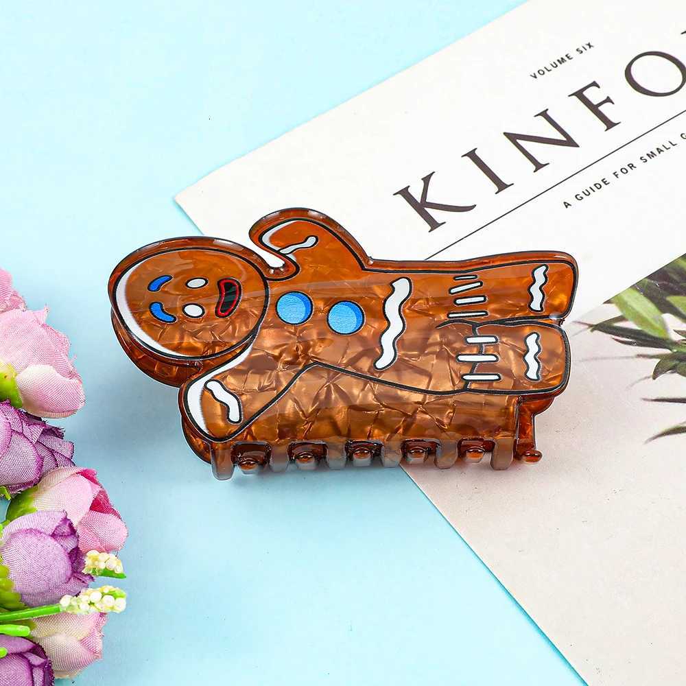 Cute Christmas Gingerbread Man Hair Claw Clip Adorable and Stylish Design Hair Grip Clip Fashionable Styling AccessoryM251127-image-1086321580