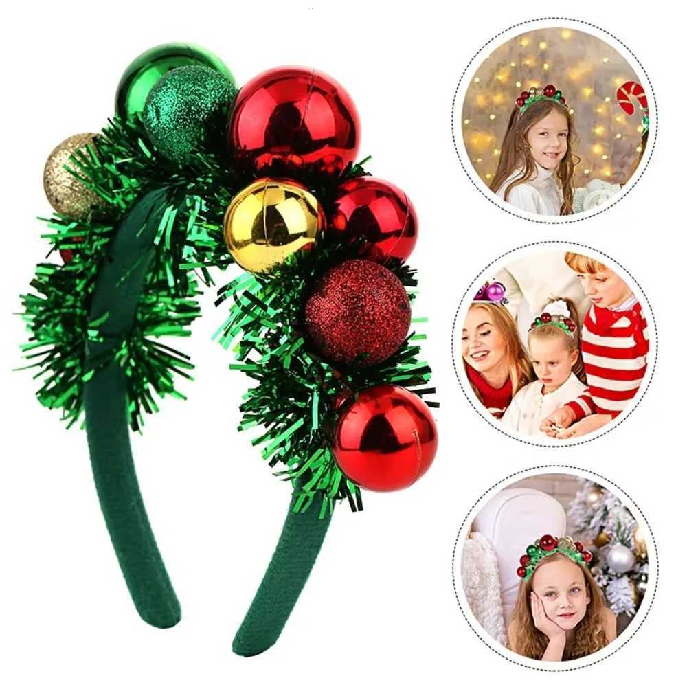 Boules colorées bandeau de noël ruban vert Cosplay fête bandeau Performance personnalité vacances cheveux accessoires M251127