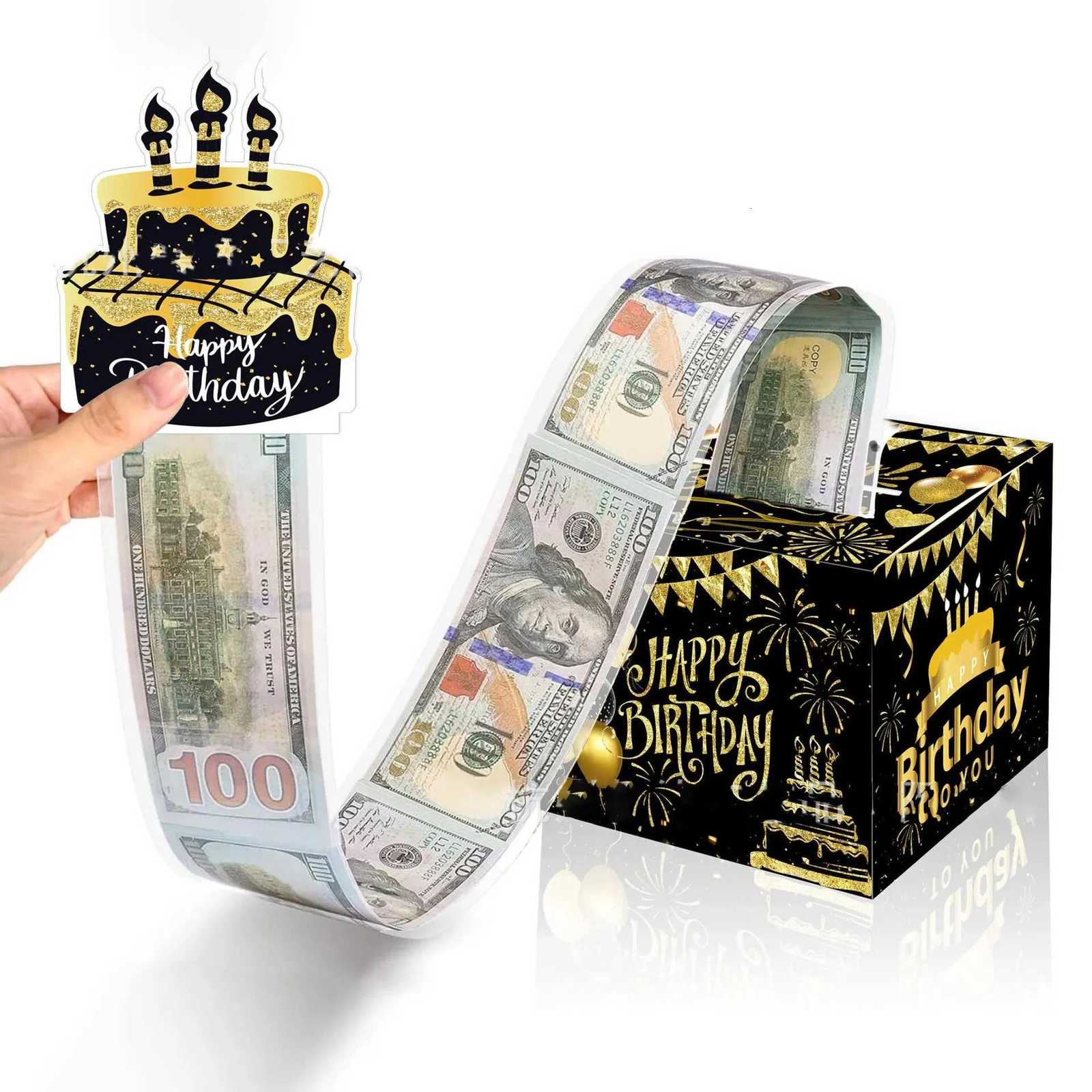 1pcs Birthday Cash Gift Box with Cake Card Funny Pumping Money Box Creative Birthday Gifts for Men Wen H251127-image-1086326927