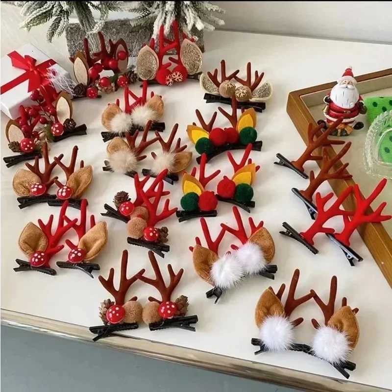 Deer Antlers Christmas Hair Clip Accessories Headwear Elk Ears Deer Hair Accessories Childrens and Womens Cute Pair ClipM251127-image-1086321948