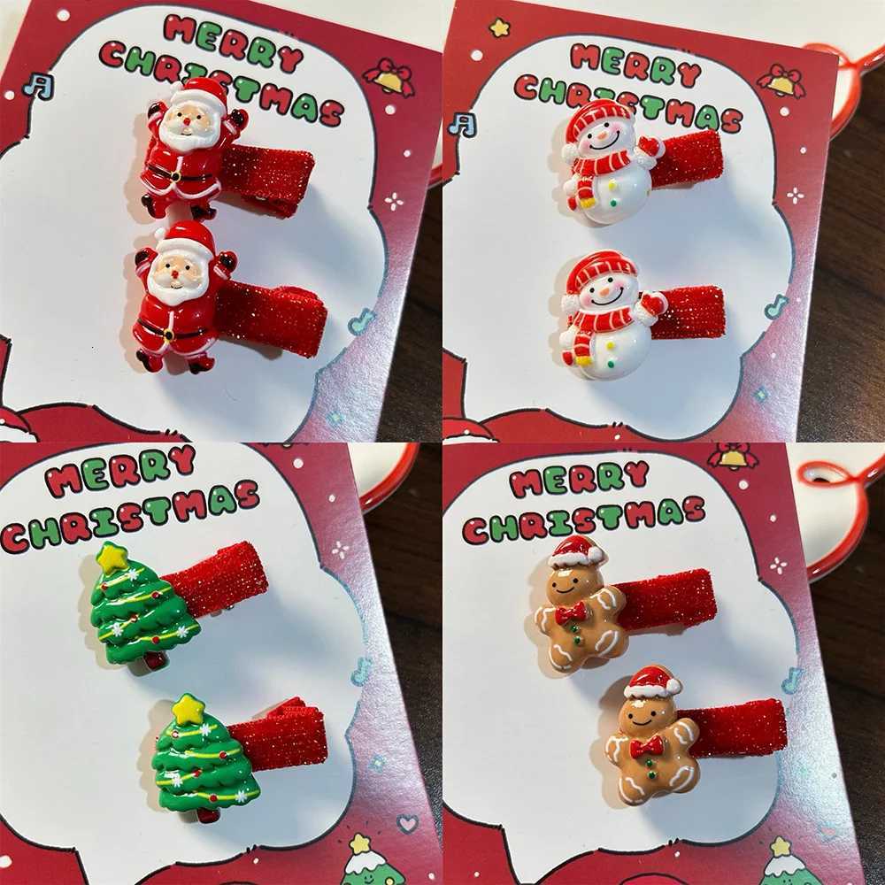 New Economic 2Pcs/Pair Merry Christmas Hair Clip Women Girl Accessories Headwear Santa Claus Tree Snowman Festive DecorationsM251127-image-1086323965