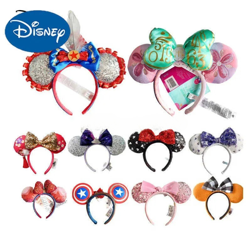 Disney custom Mickey Mouse Ears Space mountain Lunar 2025 Minnie Bow Pink Sequins Cartoon Anime Headdress Headband GifXJ250504