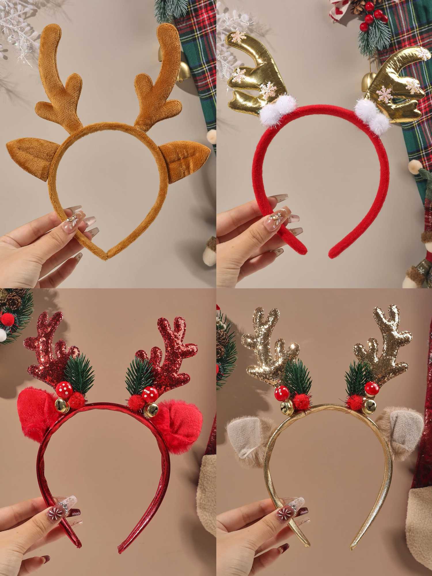 1/4 Pcs Christmas Headband 3D Head Hat Headwear for Kid Women Men Hair Accessories Xmas Holiday Party Photo BoothM251127-image-1086322178