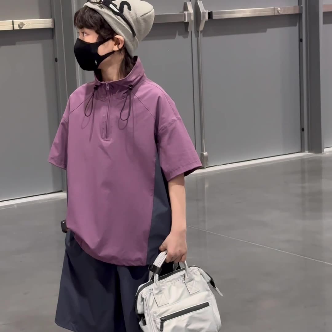 XW198 Summer new style boys Korean style anti-ultraviolet sports suit shorts thin two-piece suit hot sale-image-1055376435