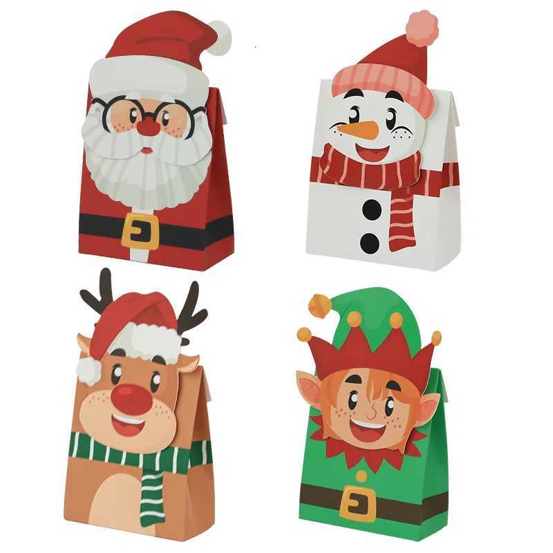 8pcs Christmas Gift Boxes Kraft Paper/Plastic Candy Cookies Snack Boxes for Xmas New Year Party Biscuit Bag Noel navidad C251127-image-1086356134