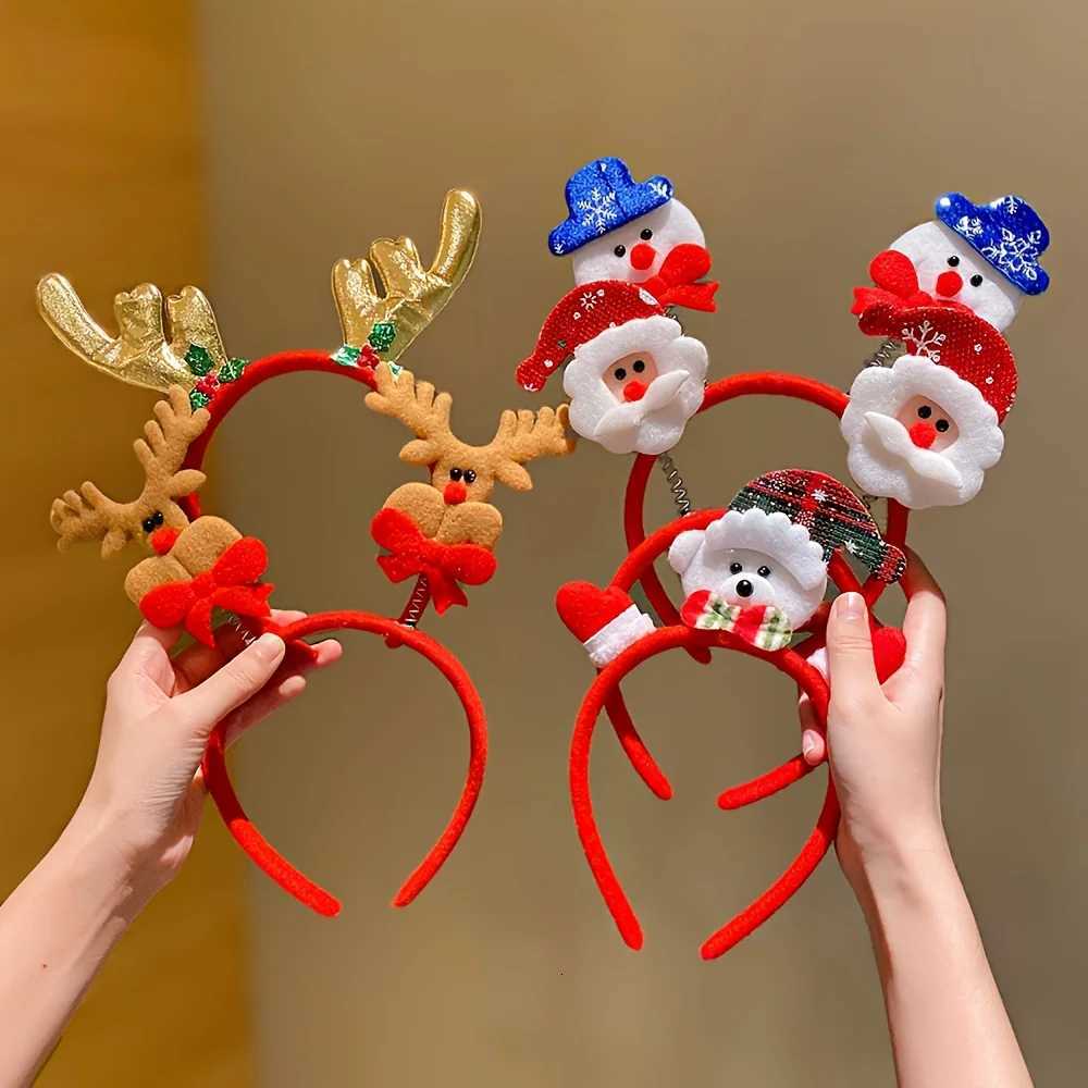 1/5pcs Christmas Headbands SetSanta Reindeer Snowman Plush Hair Hoops Festive Xmas Hair Accessories for Women Kids Party DecorM251127-image-1086321708