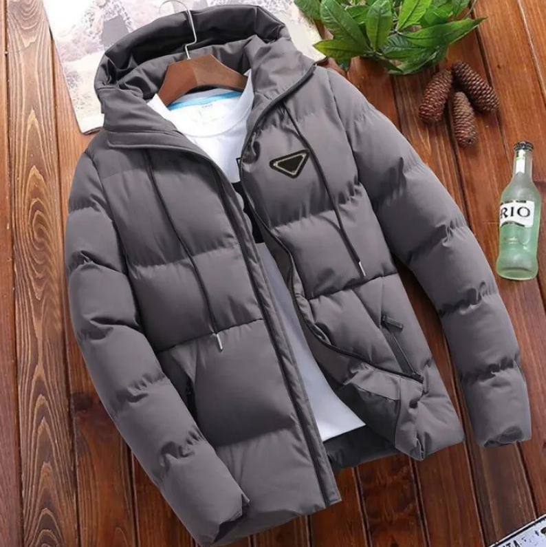 2025 New Men's Winter Designer Luxury Puffer Jacket Hooded Casual Coat High Quality Embroidered Triangle Brand Logo Male Outdoor Warm Cotton Co