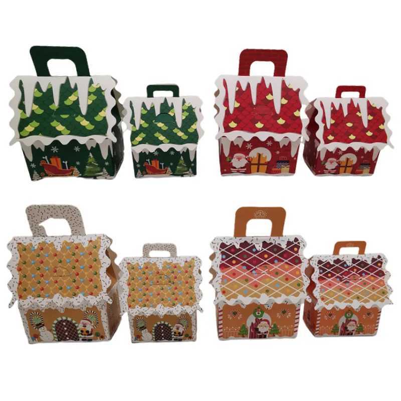 12/24Pcs Christmas House Candy Box With Handle Cut Eve Apple Cookies Favor And Gift Packaging Box Merry Christmas Party Supplies C251127-image-1086356043