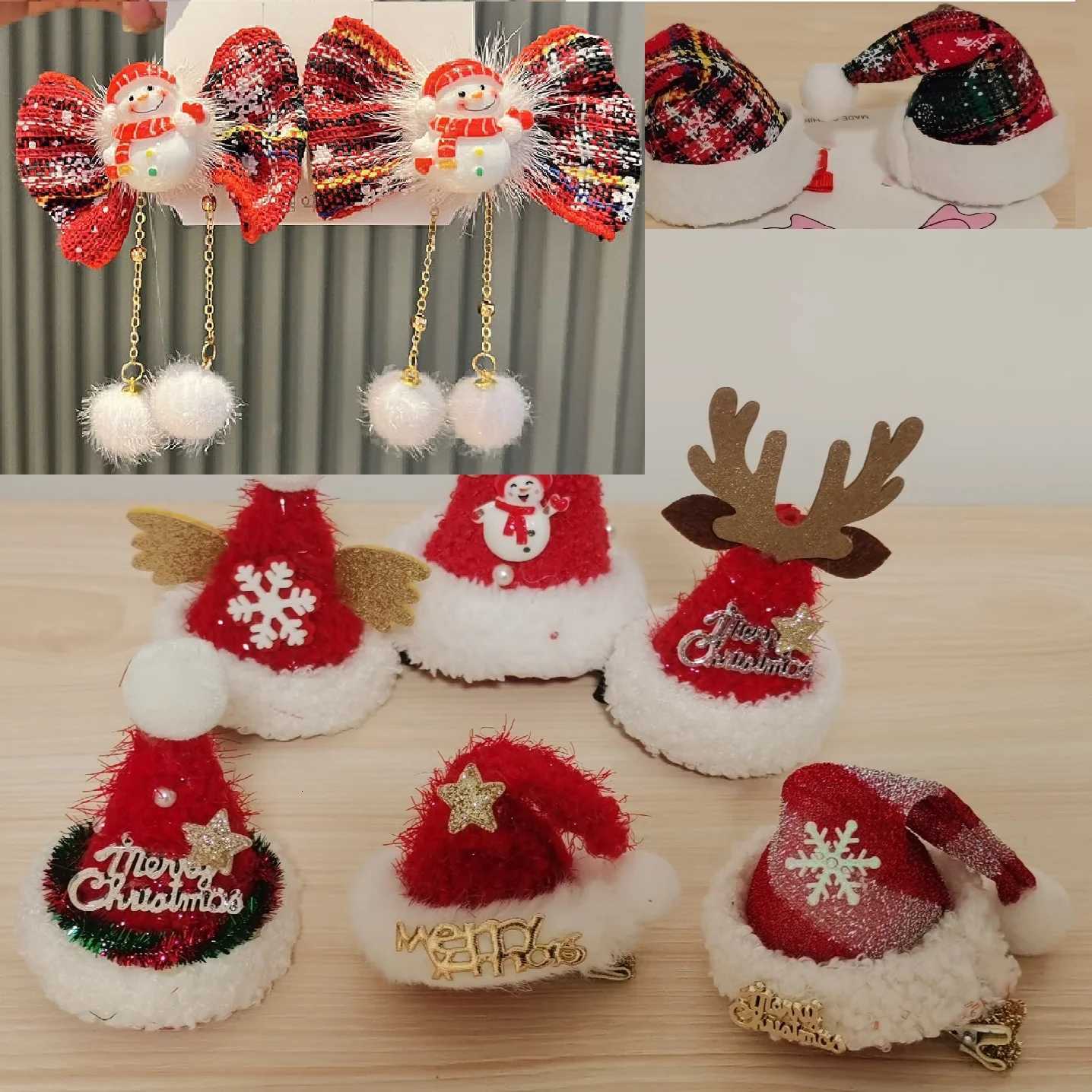 Christmas xmas hat hair clip santa cap clip snowman hair clip cute reindeer snowflake hair accessory children hairclipsM251127-image-1086321579