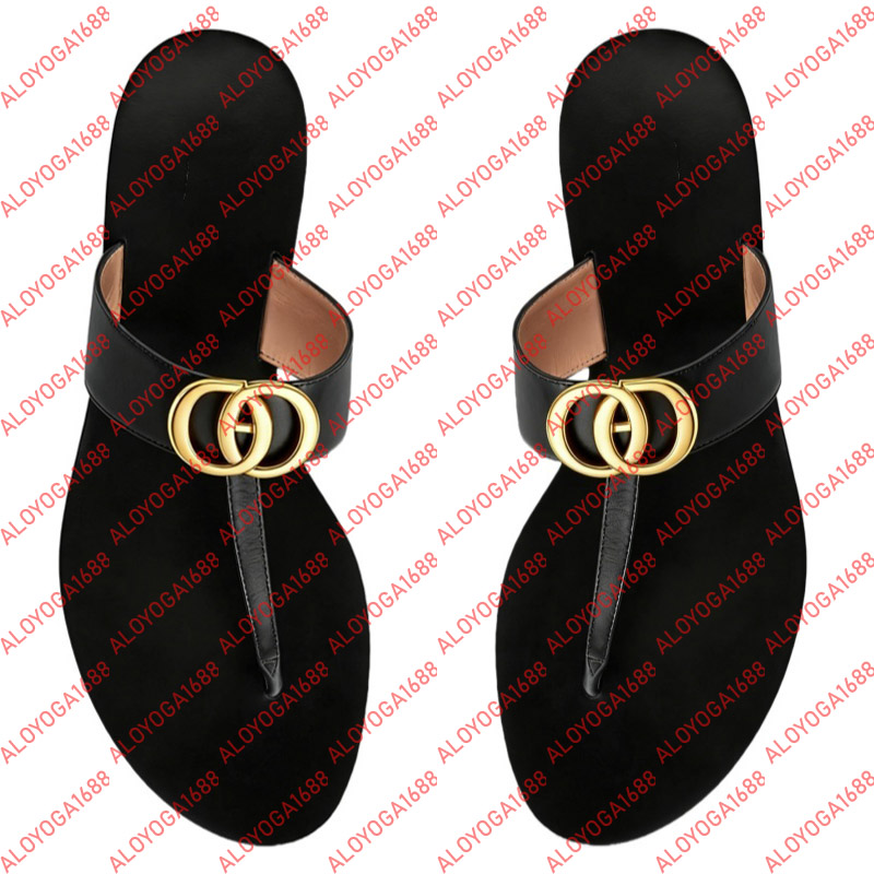 Designer Femme Pantoufles Plat En Cuir String Été Femme Chaussures De Plage De Luxe Femmes Mode Pantoufles De Haute Qualité Dames Sandales Avec T