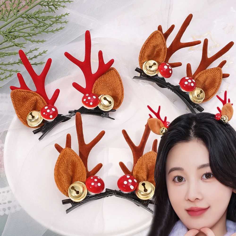 Christmas Headdress Elk Antlers Deer Ears Bells Hair Clips Colorful Playful Hairpin Party Supplies Ladies Hairpin DecorationsM251127-image-1086322988
