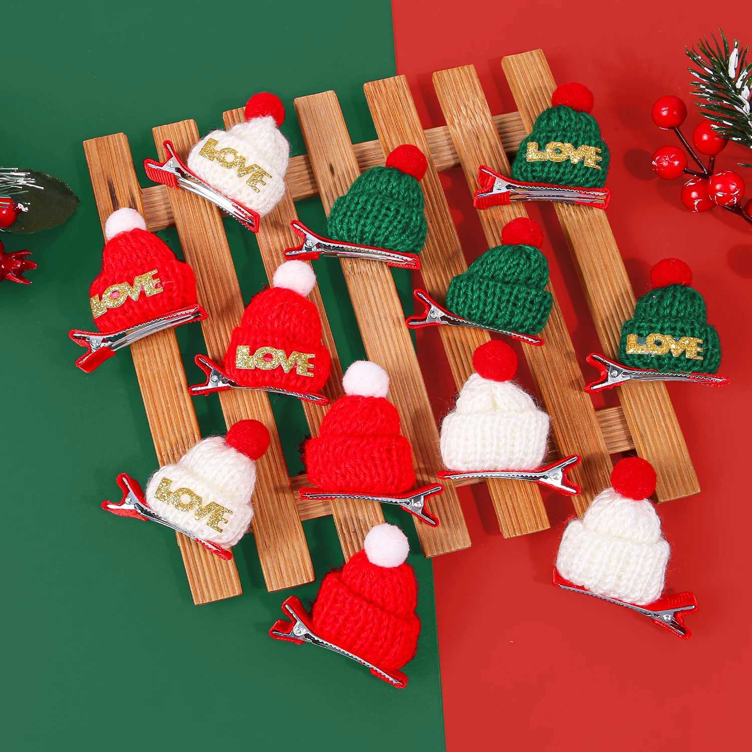 6/12PCS Cartoon Christmas Hat Hair Clips Girls Christmas Party Hair Barrettes Clips Christmas Hat Clips Kids Hair AccessoriesM251127-image-1086323053
