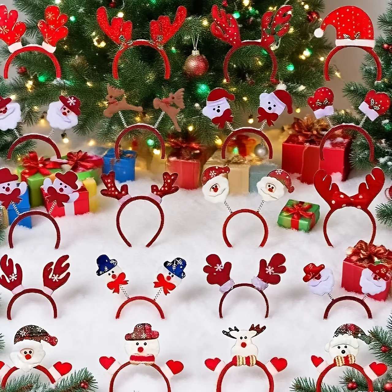 Christmas Headbands 6/12PCS Random Xmas Headband Christmas Hat Hairpin for Party Favors Holiday Classroom SuppliesM251127-image-1086322609