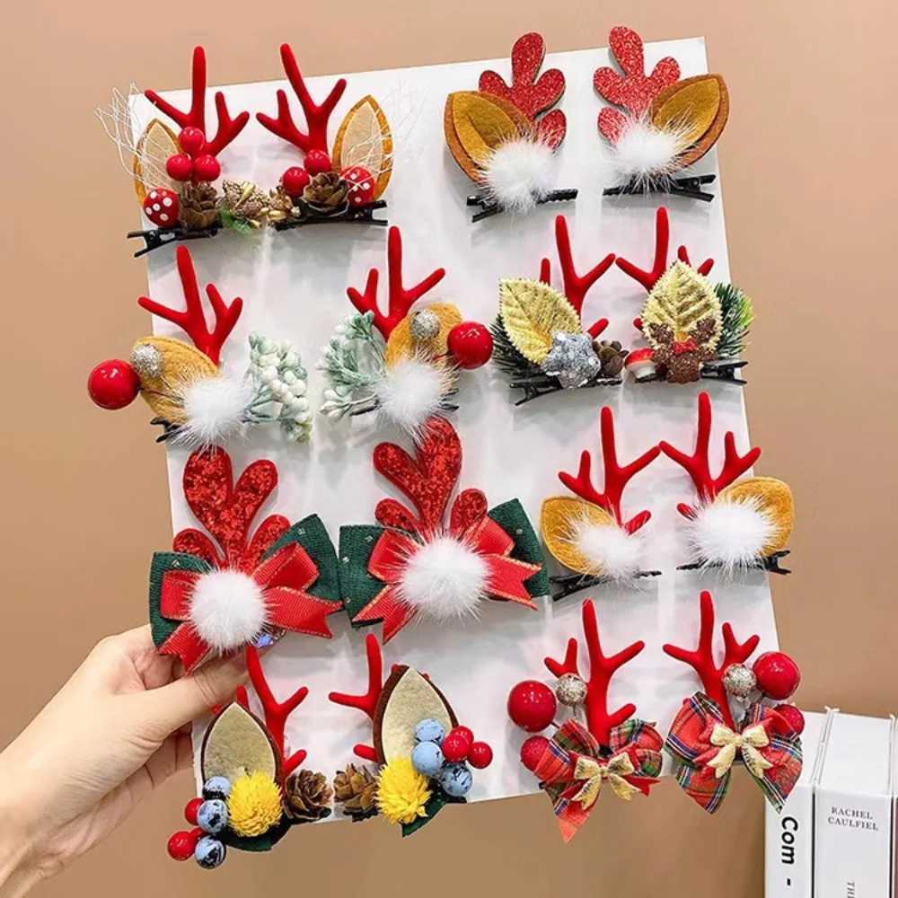 2Pcs Christmas Antler Hair Clips Pendants Xmas Ornaments Merry Christmas Decor For Girl Reindeer Hair Accessories Happy New YearM251127-image-1086324098