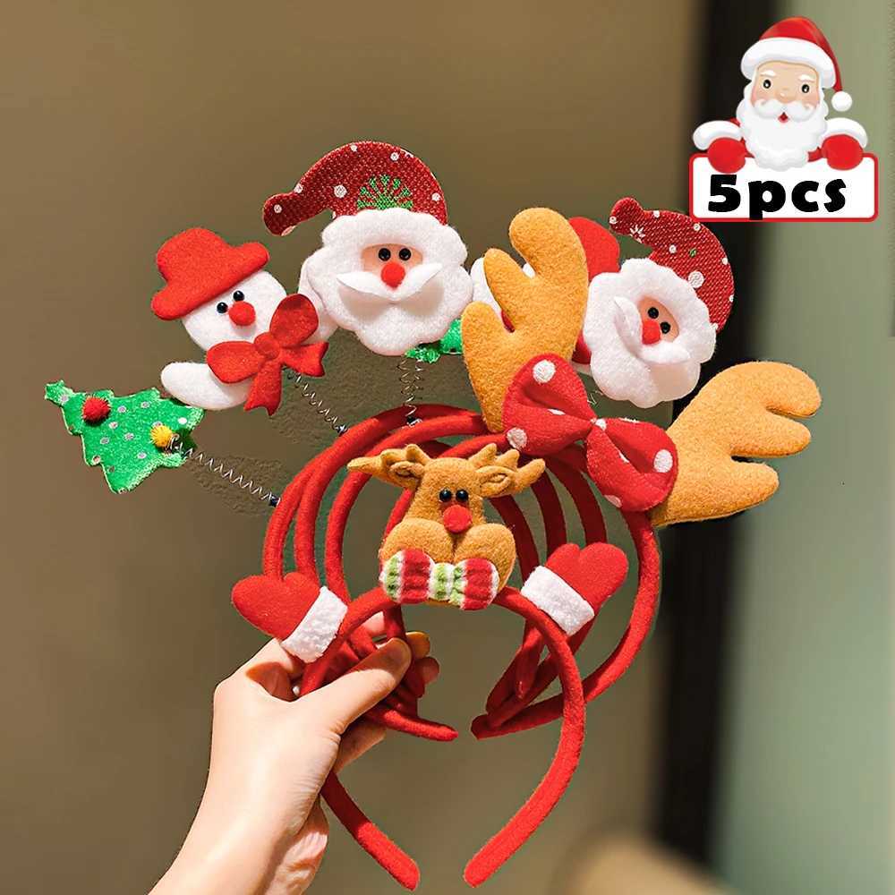 5Pcs Set Girls Christmas Hairbands Santa Snowman Reindeer Design Festive Party Costume Accessories for Holiday CelebrationsM251127-image-1086323670
