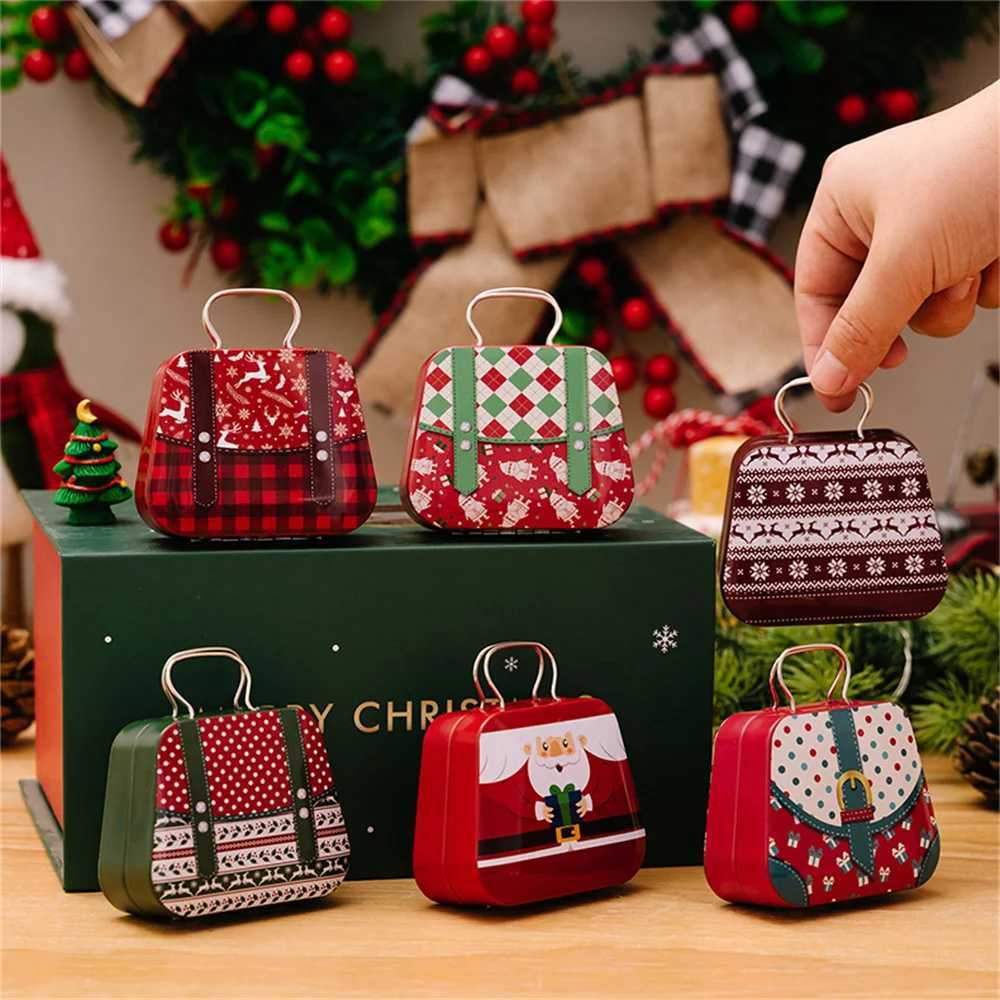 Christmas Decoration 2025 Metal Box Handbag Shape Tin Jar Jewelry Storage Case Kids Gift Can Storage Boxes 2026 Xms Party Decors C251127-image-1086356697