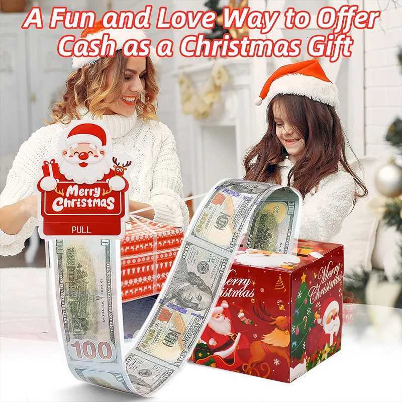 Christmas Money Box for Cash Gift Pl Out Money Storage Hoder with 52 Transparent Bags Kids Adts Christmas Gift DIY Surprise H251127-image-1086391283