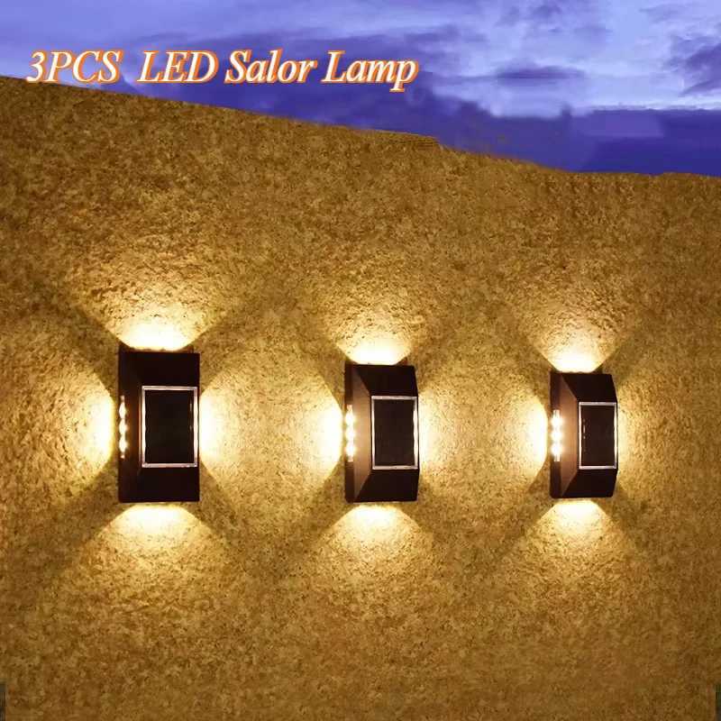 1/3 pièces 12 LED lampe murale solaire extérieure étanche quatre côtés lumière rougeoyante escalier Villa balcon éclairage applique murale solair